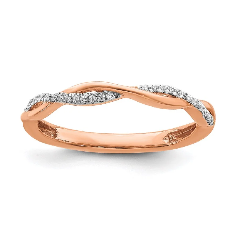 Women’s simple engagement ring-14k Rose Gold Stackable Expressions Diamond Twist Ring | SK2102