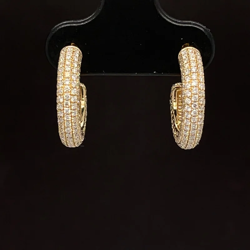 Women’s gold diamond earrings-Diamond Multi-Row Tubular ¾ C-Hoop Earrings in 18k Yellow Gold - #595 - ERDIA355622