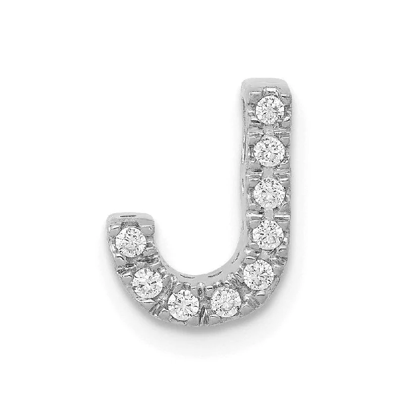 Women’s split-shank engagement ring-14k White Gold Diamond Initial J Charm