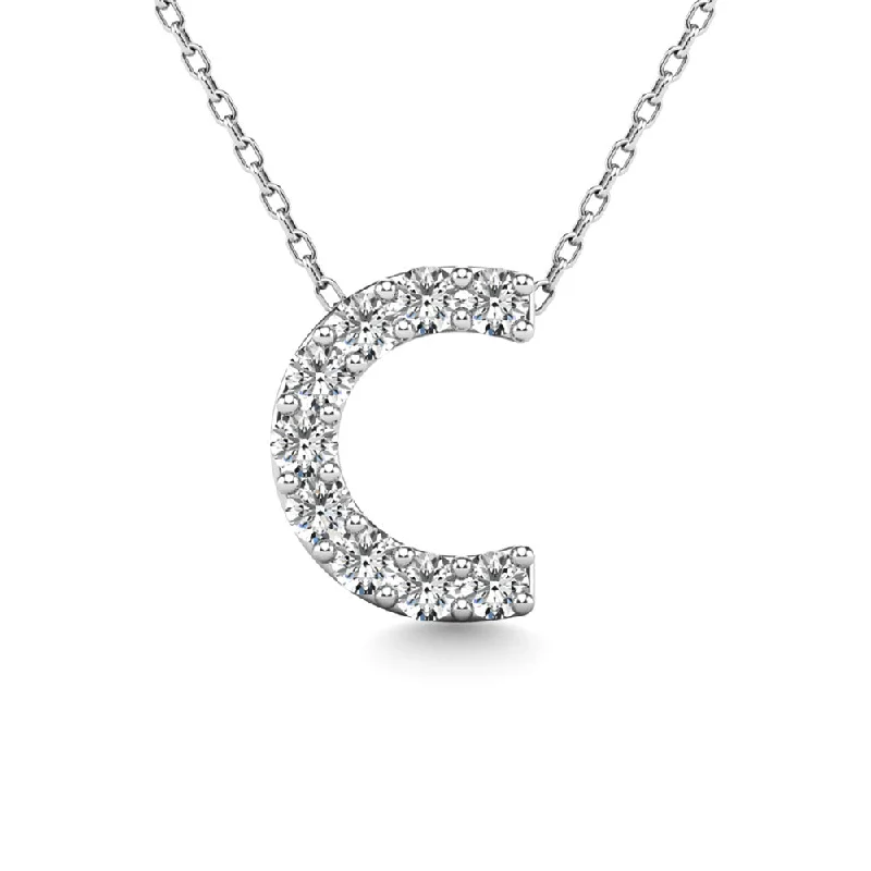 Women’s custom necklace-Diamond 1/10 Ct.Tw. Letter C Pendant in 14K White Gold""