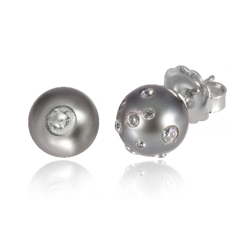 Women’s drop earrings-Pearl Diamond Studs