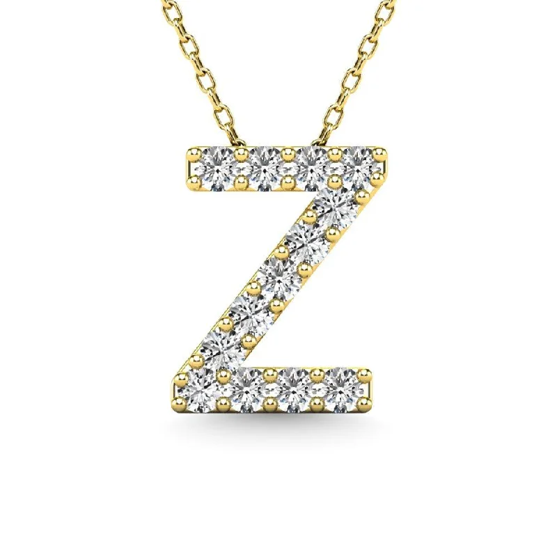 Women’s thick chain necklace-Diamond 1/8 Ct.Tw. Letter Z Pendant in 14K Yellow Gold"