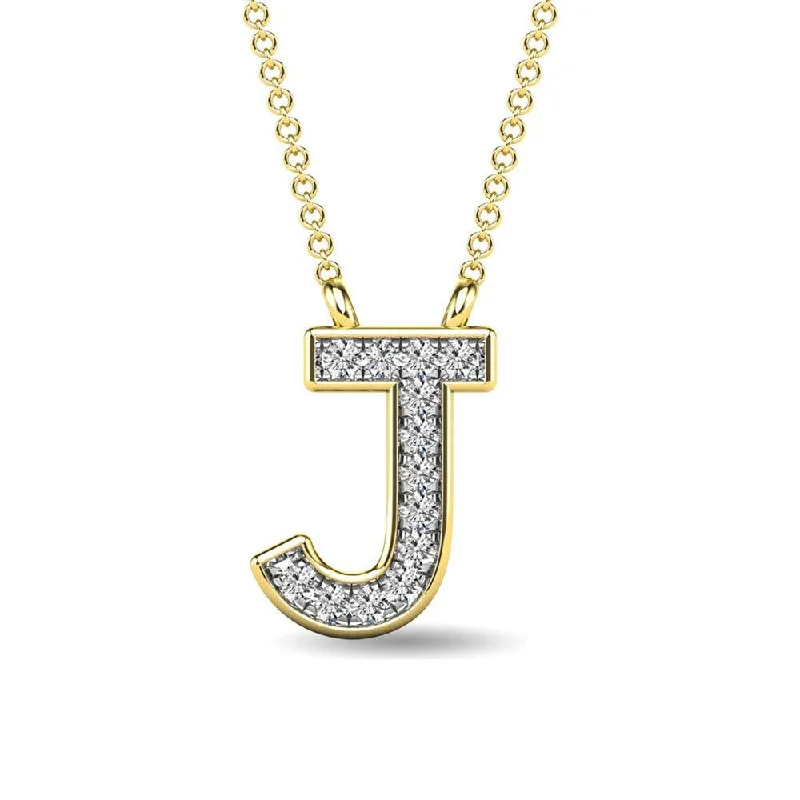 Women’s layered gold necklace-Diamond 1/20 Ct.Tw. Letter J Pendant in 10K Yellow Gold