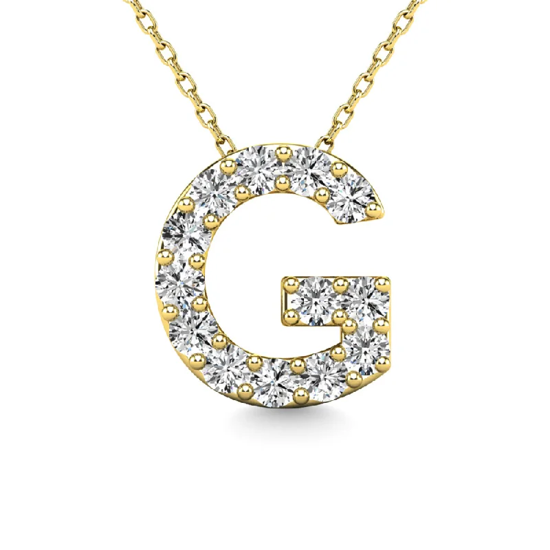 Women’s gold necklace-Diamond 1/8 Ct.Tw. Letter G Pendant in 14K Yellow Gold""