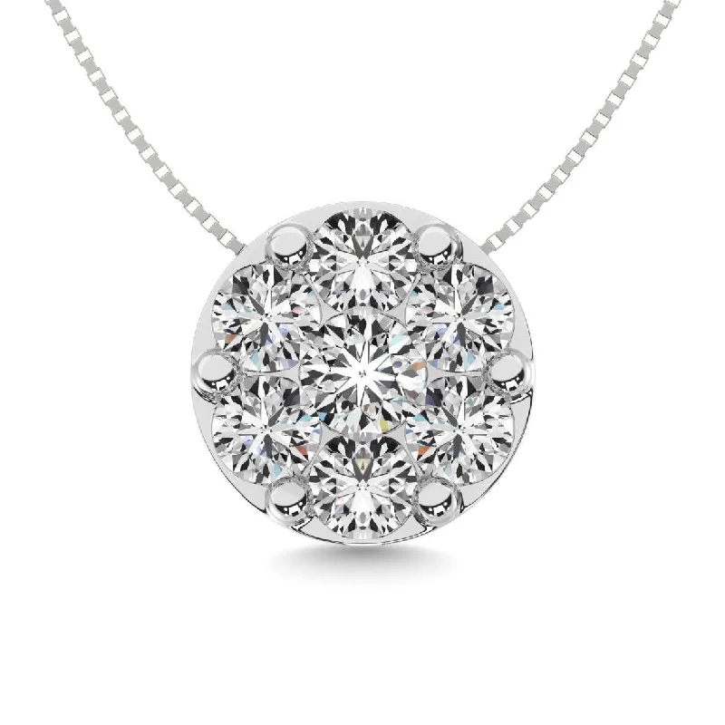 Women’s chain necklace-Diamond 2 ct tw Round Pendant in 14K White Gold