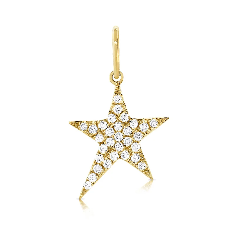 Women’s luxury necklace-Radiant 14K Gold Star Diamond Pendant with 0.28 Carats