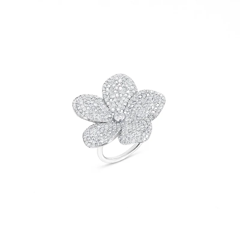 Women’s yellow diamond engagement ring-Plumeria with Bezeled Diamond Center Ring  R0078