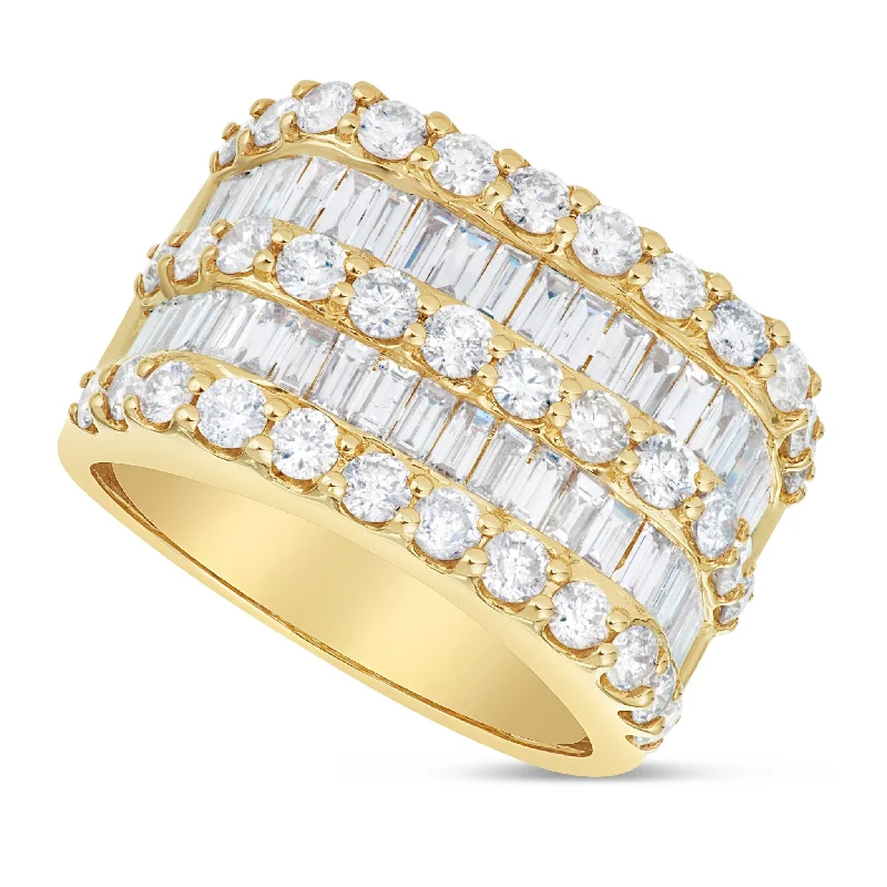 Women’s detailed engagement ring-14K Gold 4.12ct Baguette Diamond Half Eternity Statement Ring