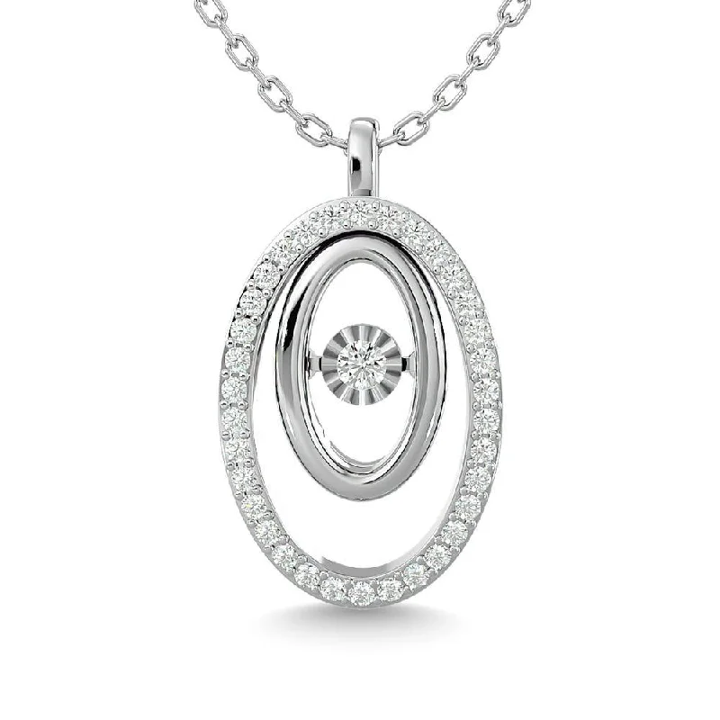 Women’s rose gold necklace-Diamond 1/4 Ct.Tw. Oval Shape Pendant in 14K White Gold