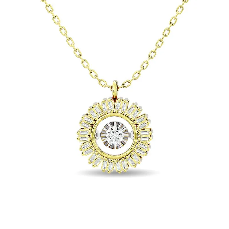 Women’s crystal necklace-Diamond 1/6 ct tw Flower Pendant in 10K Yellow Gold