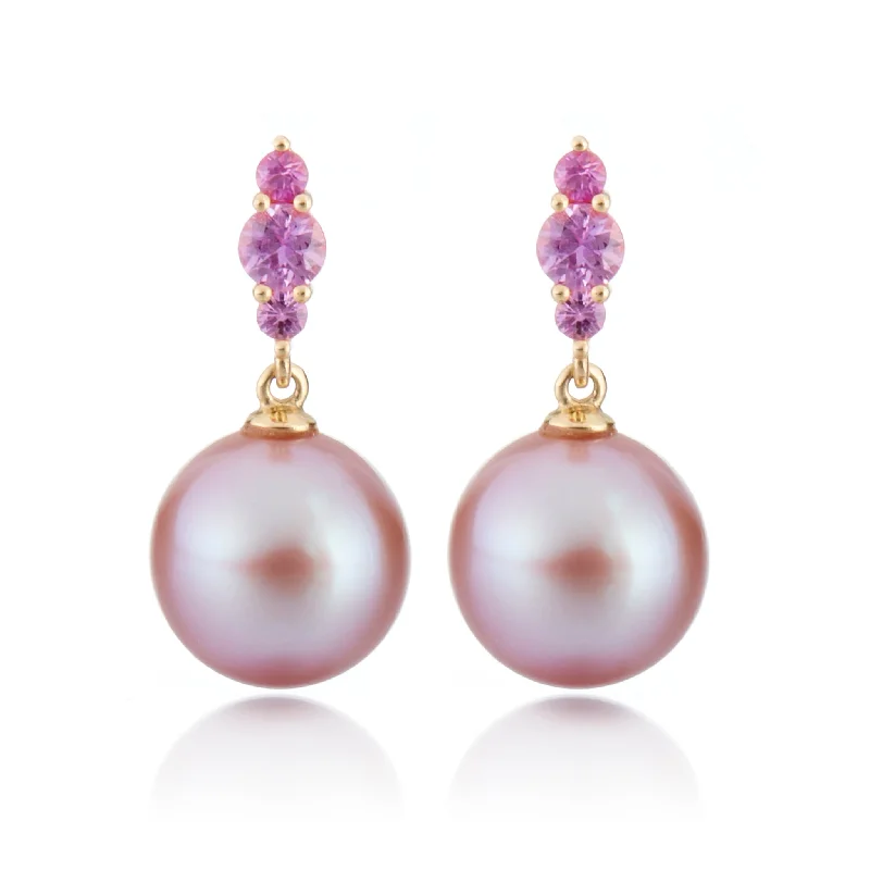 Women’s gold hoop earrings-Orion Earrings in Pink Pearls & Pink Sapphires