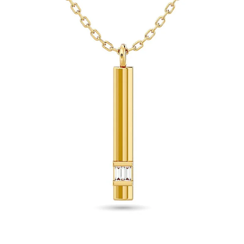 Women’s artistic necklace-Diamond Bar Pendant 1/50 ct tw in 10K Yellow Gold