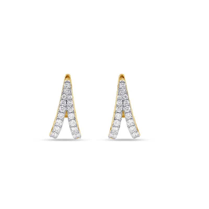 Women’s teardrop earrings-Chevron diamond Huggie Earrings