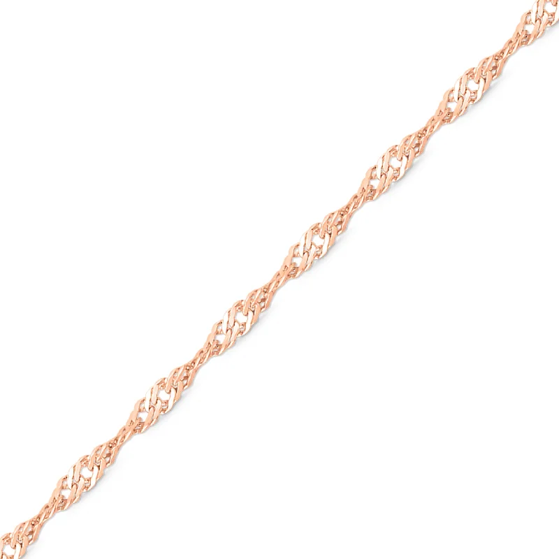 Women’s floral necklace-1.2 mm Singapore 14K Solid Rose Gold Permanent Jewelry Chain - By the Inch / PMJ0009