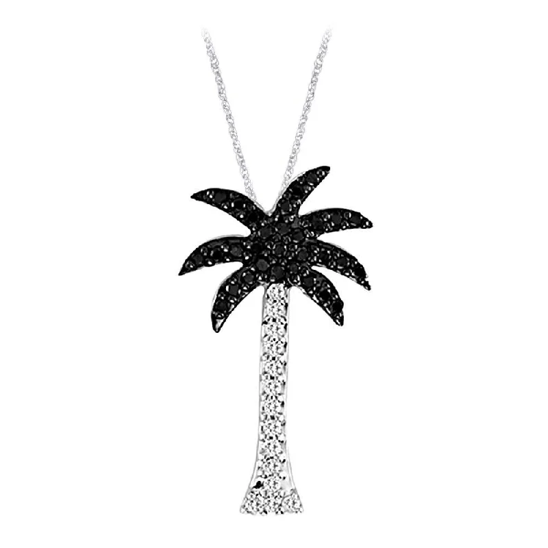 Women’s rectangular necklace-14K White Gold 1/10 Ct.Tw. Diamond Palm Tree Pendant