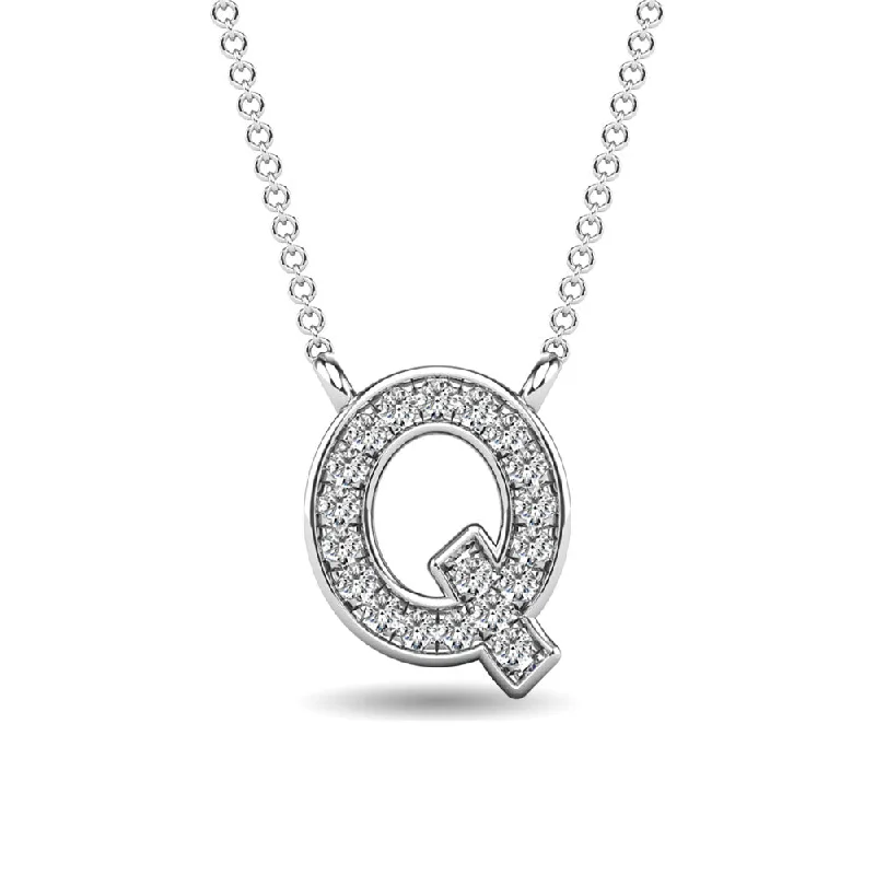 Women’s eternity necklace-Diamond 1/20 Ct.Tw. Letter Q Pendant in 10K White Gold""