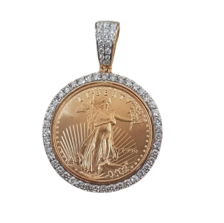 Women’s layered pendant necklace-14k Yellow Gold Diamond Pendant