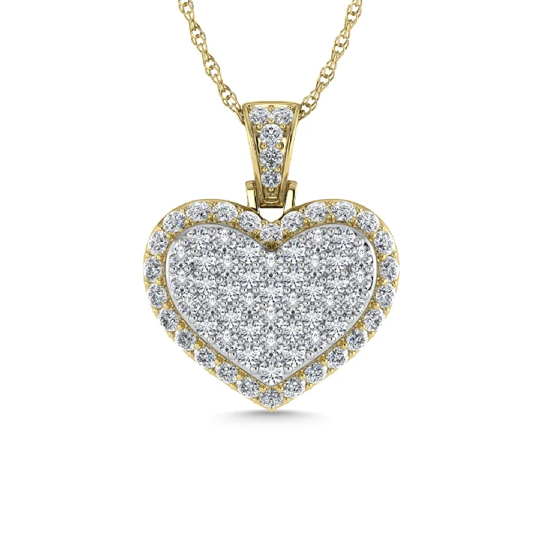 Women’s personalized name necklace-Diamond 2 Ct.Tw. Cluster Heart Pendant in 10K Yellow Gold