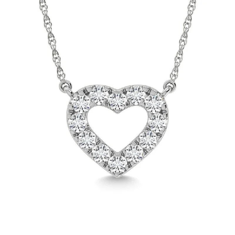 Women’s luxury pendant necklace-Diamond 1/20 Ct.Tw. Heart Pendant in 10K White Gold