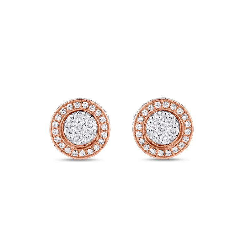 Women’s unique earrings-Two Way Wearable Circular Jacket Stud Earrings  in Illusion Setting