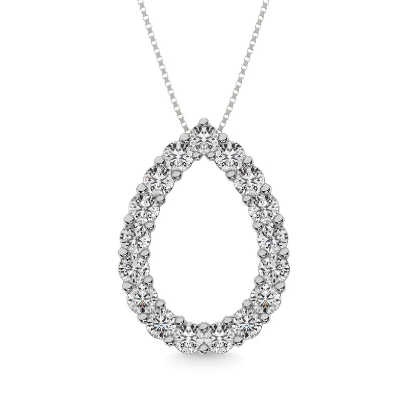 Women’s anniversary necklace-Diamond 1 ct tw Pear Shape Pendant in 14K White Gold