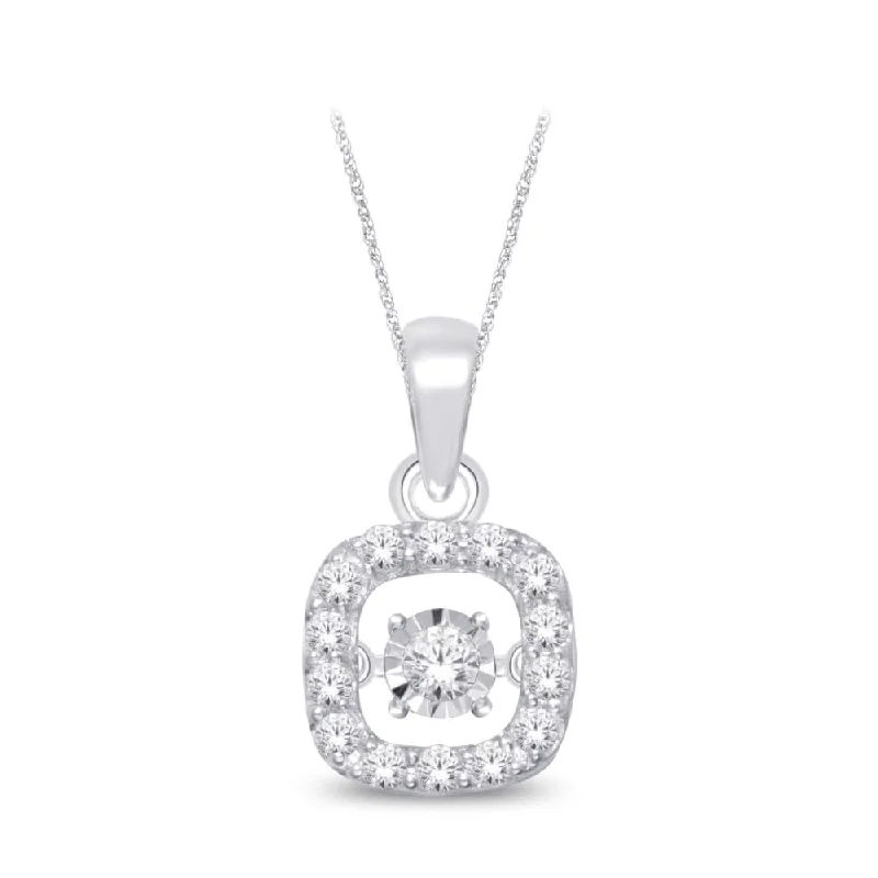 Women’s fashion necklace-Sterling Silver 1/8 Ct.Tw. Moving Diamond Fashion Pendant