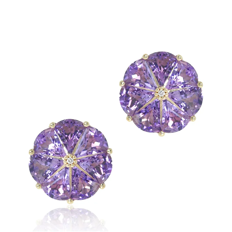 Women’s diamond stud earrings-Pinwheel Earrings in Amethyst & Diamonds