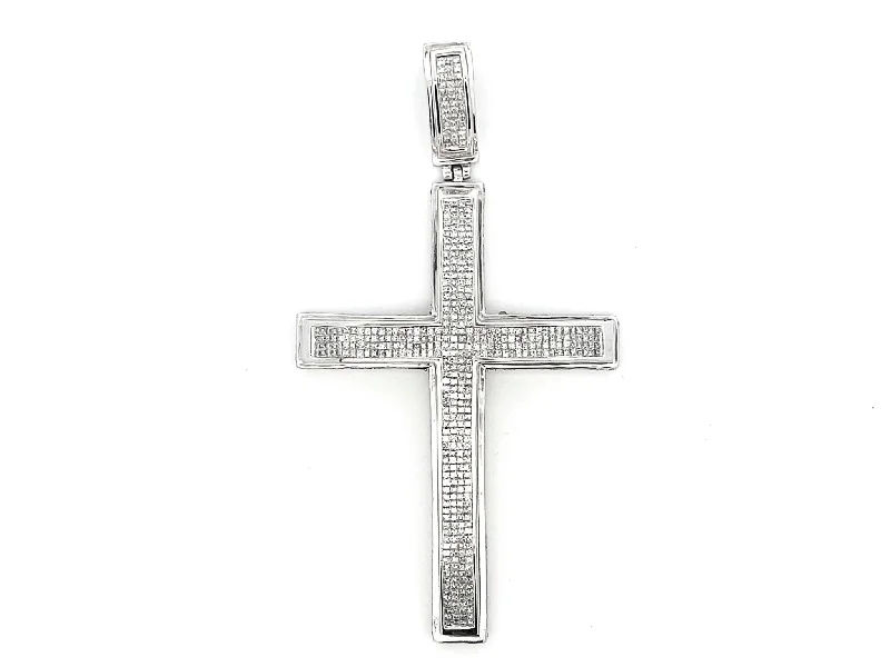 Women’s moonstone necklace-Diamond Cross Pendant in 14k White Gold