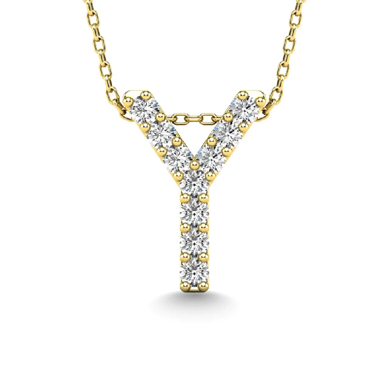 Women’s spiritual necklace-Diamond 1/10 Ct.Tw. Letter Y Pendant in 14K Yellow Gold""