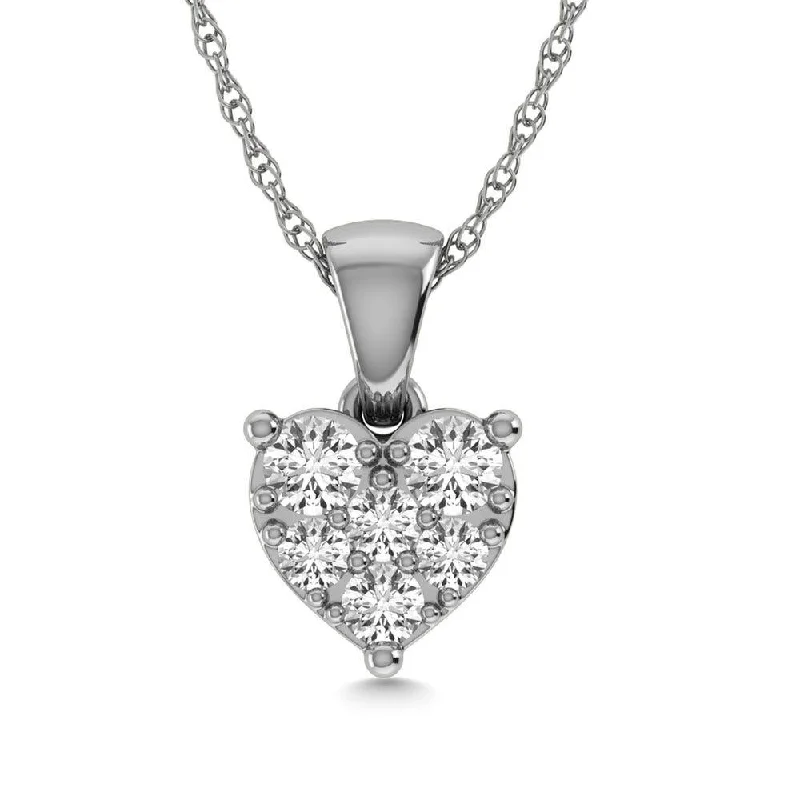 Women’s birthstone pendant necklace-Diamond 1/6 Ct.Tw. Heart Pendant in 10K White Gold