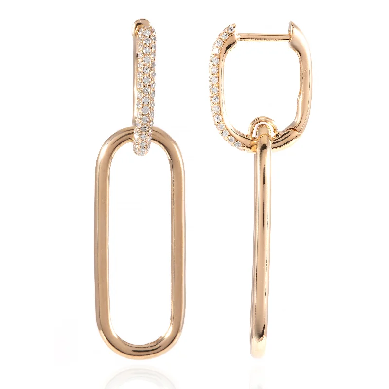 Women’s round earrings-Diamond Link Hoops