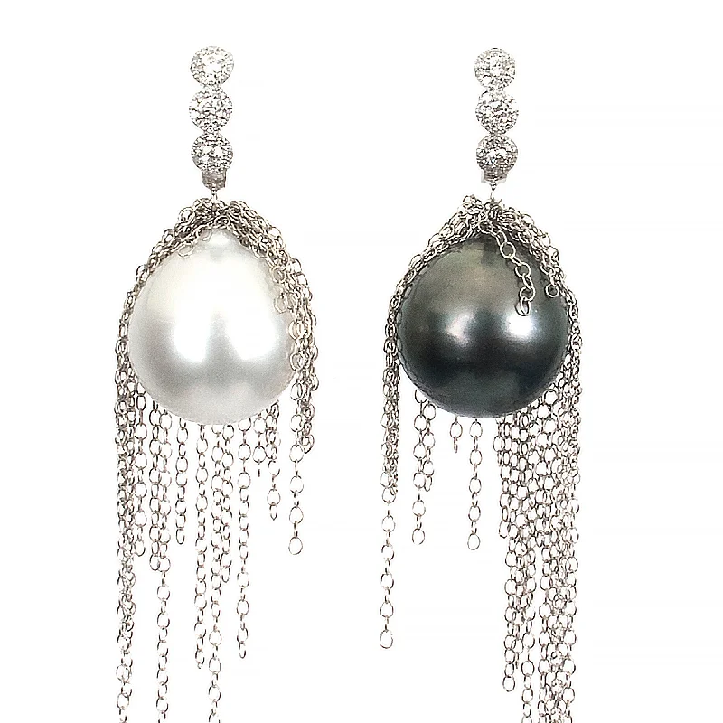 Women’s charm earrings-Diamond Fringe Earrings