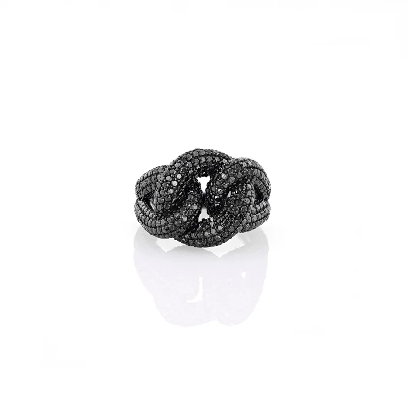 Women’s heart-shaped engagement ring-Black Diamond Love Knot Ring RB037