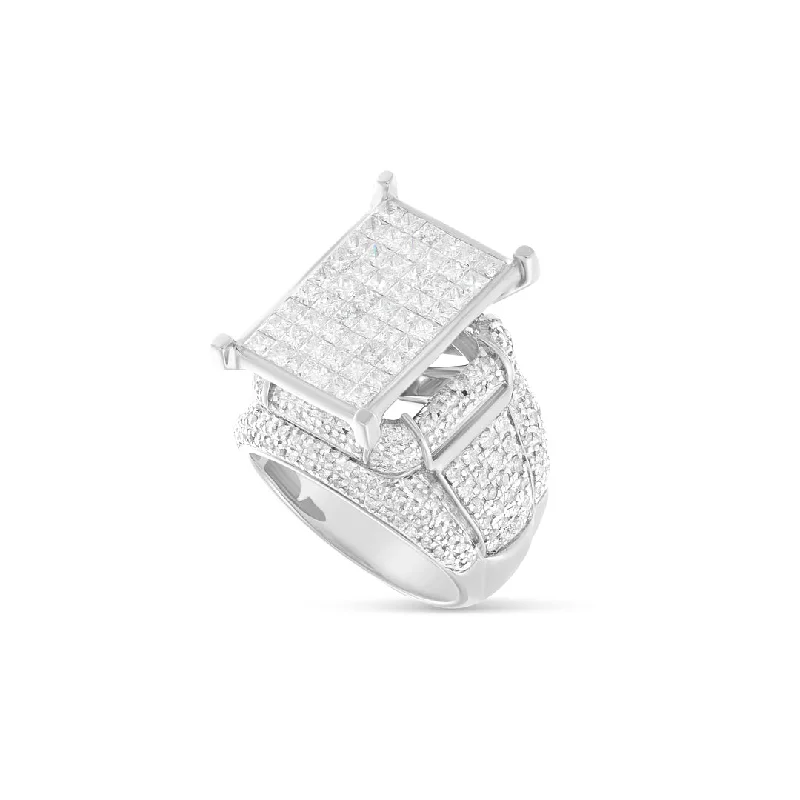 Women’s radiant diamond engagement ring-Statement 10k White Gold Diamond Fashion Ring