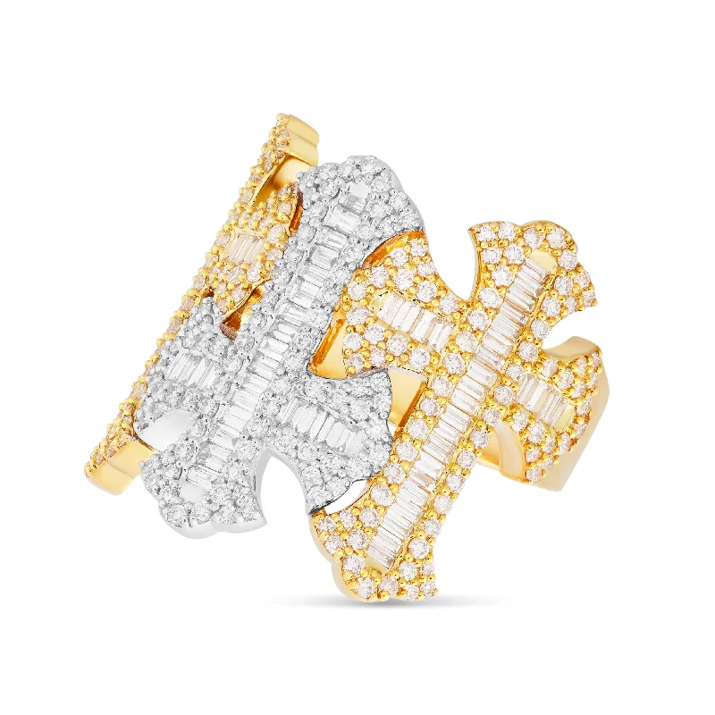 Women’s brilliant-cut engagement ring-10K Two-tone Gold Baguette & Round Diamond Cross Ring