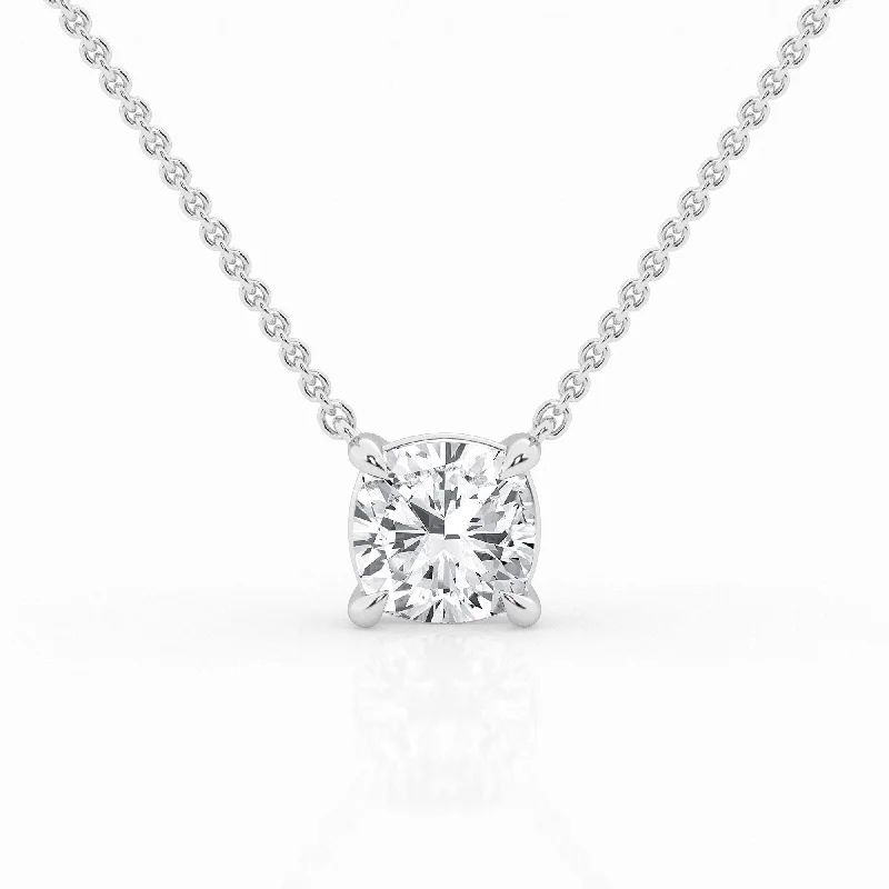 Women’s emerald necklace-2.00 ct Solitaire Pendant with Cushion Lab Diamond by Mercury Rings