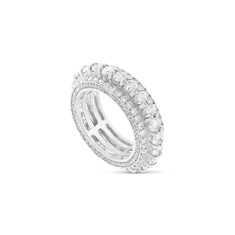 Women’s anniversary engagement ring-5-Row Diamond Middle Raised Eternity Band