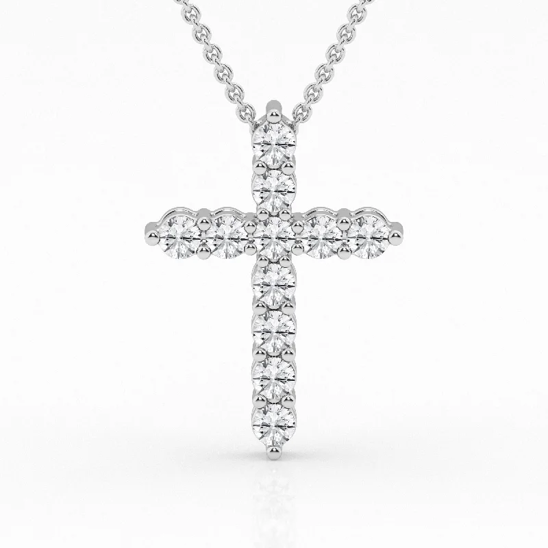 Women’s modern necklace-1.00 cttw Lab Diamond Cross Pendant by Mercury Rings