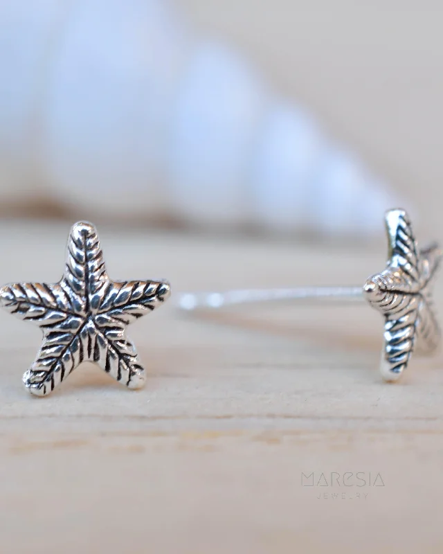 Women’s fashion drop earrings-Starfish Stud Earrings ~ Sterling Silver 925 ~ SME083