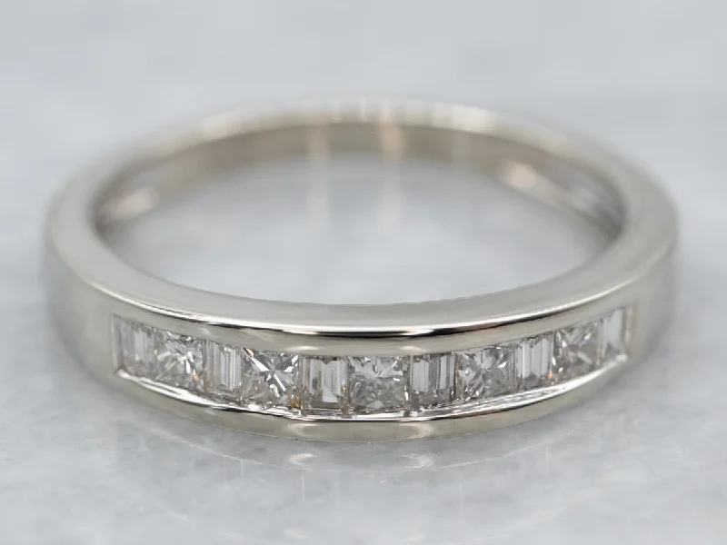 Women’s alternative engagement ring-Princess and Baguette Cut Diamond Band