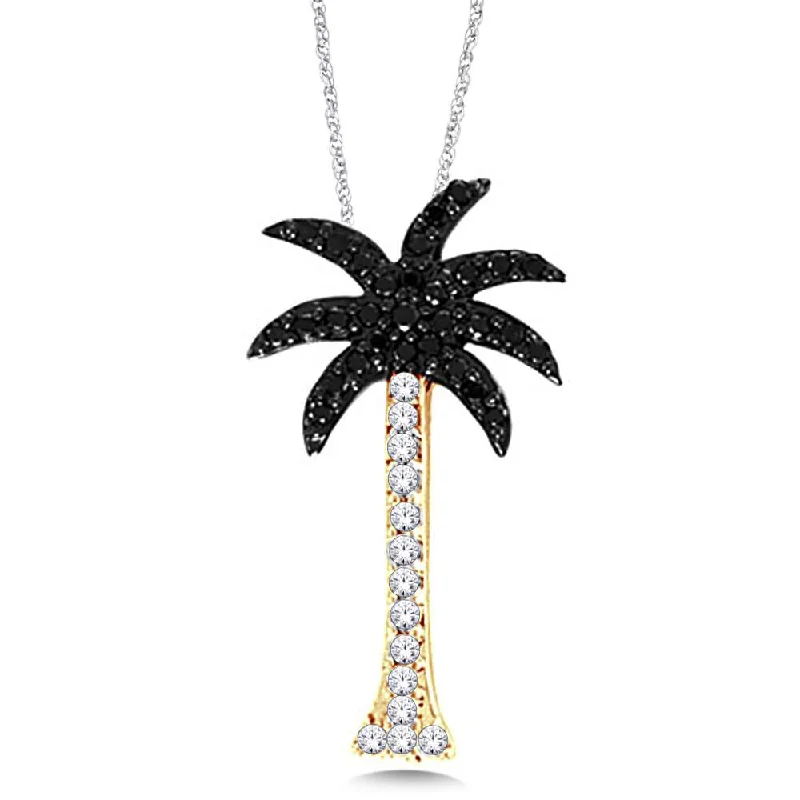 Women’s chic necklace-14K White Gold 1/5 Ct.Tw Diamond Palm Tree Pendant