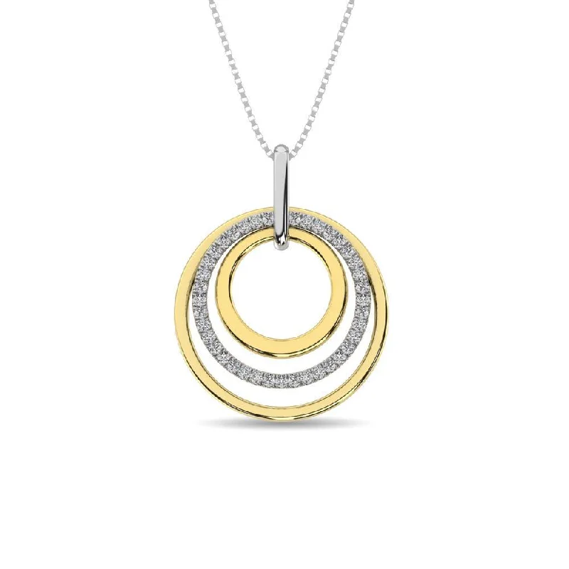 Women’s birthstone pendant necklace-Diamond 1/5 ct tw Fashion Pendant in 14K Two Tone Gold