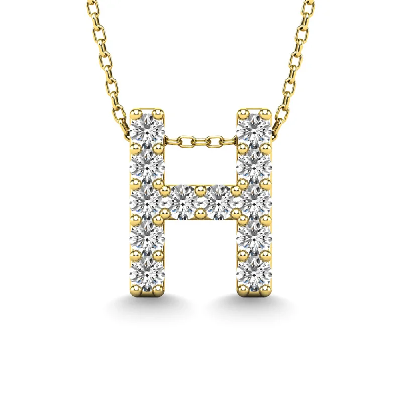 Women’s abstract necklace-Diamond 1/8 Ct.Tw. Letter H Pendant in 14K Yellow Gold""