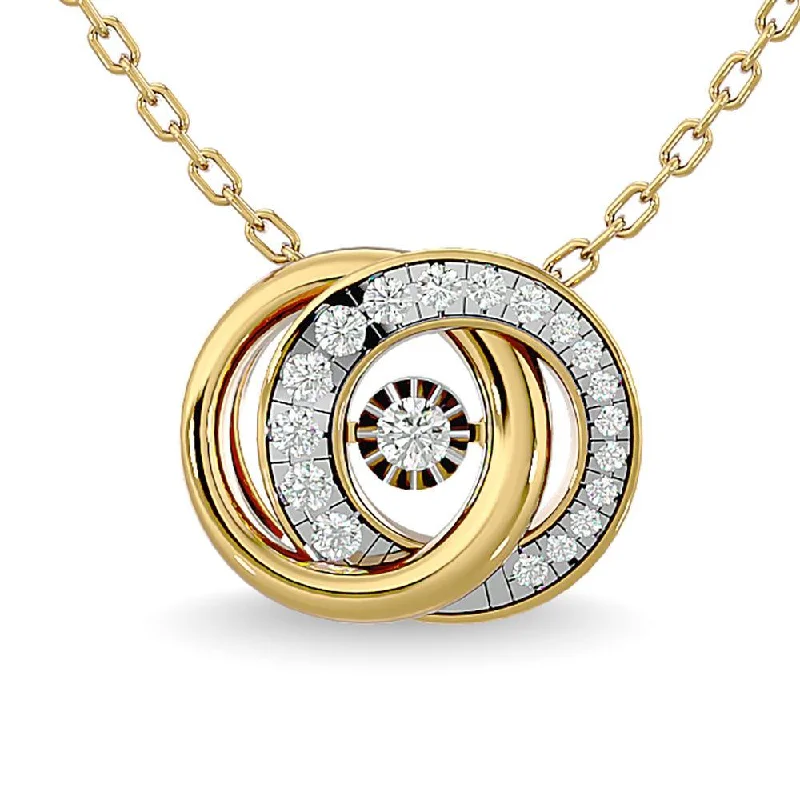 Women’s boho necklace-Diamond 1/4 Ct.Tw. Interlinked Circle Pendant in 14K Yellow Gold