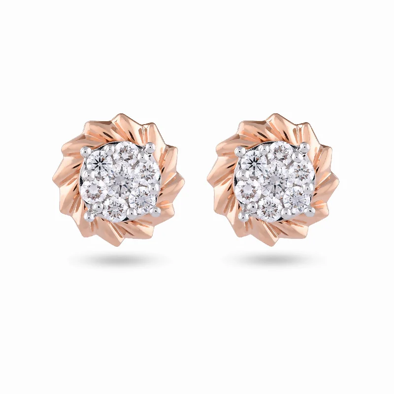 Women’s floral earrings-Two way wearable Jacket Stud Earrings  in Illusion setting