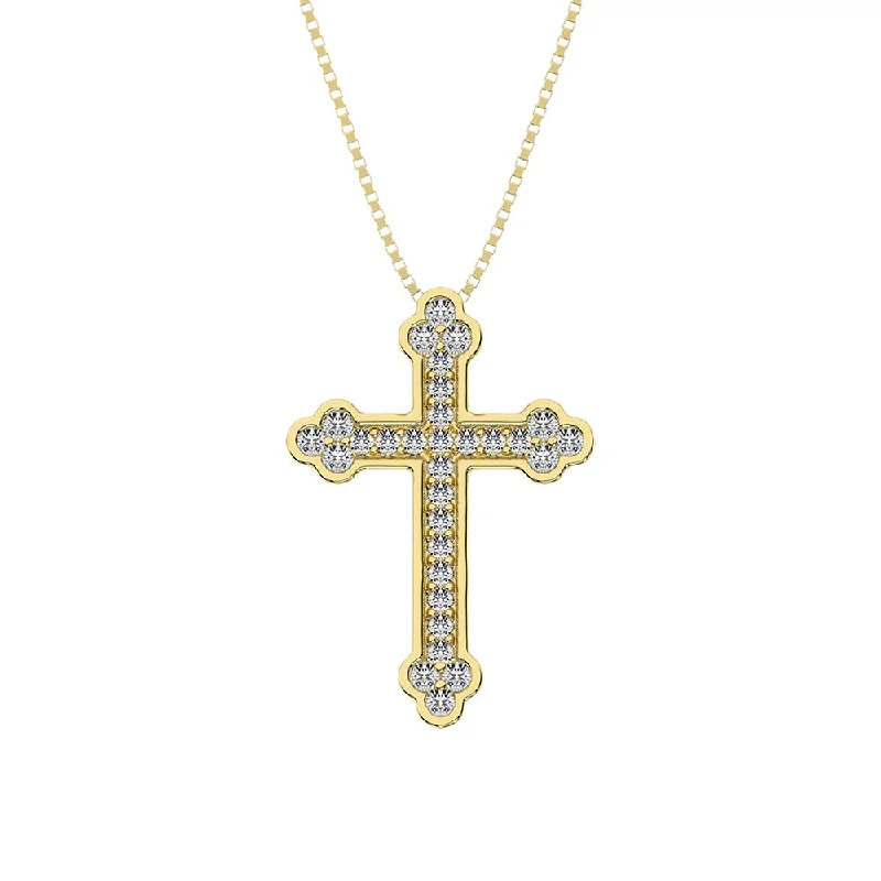 Women’s colorful gemstone necklace-14K Yellow Gold 1/5 Ct.Tw. Diamond Cross Pendant