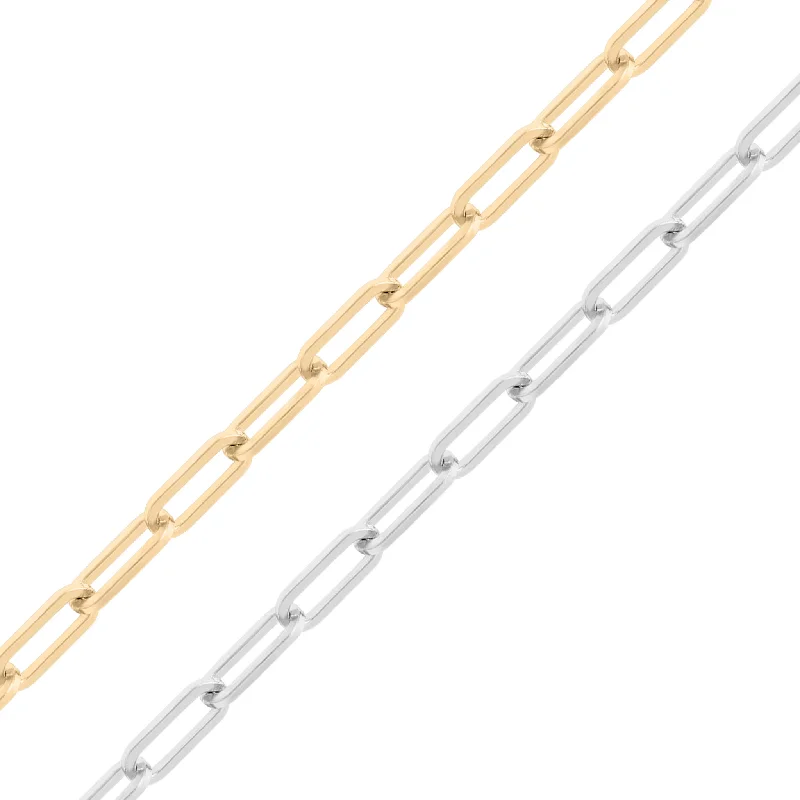 Women’s gemstone chain necklace-18K Gold PVD Stainless Steel Paperclip Chain - By The Foot / SPL1014