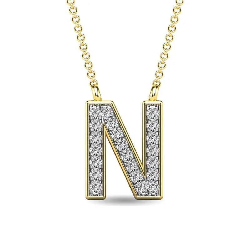 Women’s gold chain necklace-Diamond 1/20 Ct.Tw. Letter N Pendant in 10K Yellow Gold