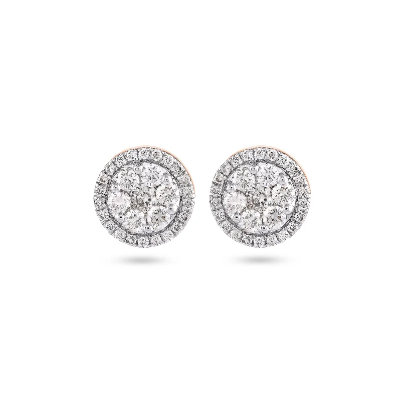 Women’s fashion earrings-Composite Round Diamond Studs