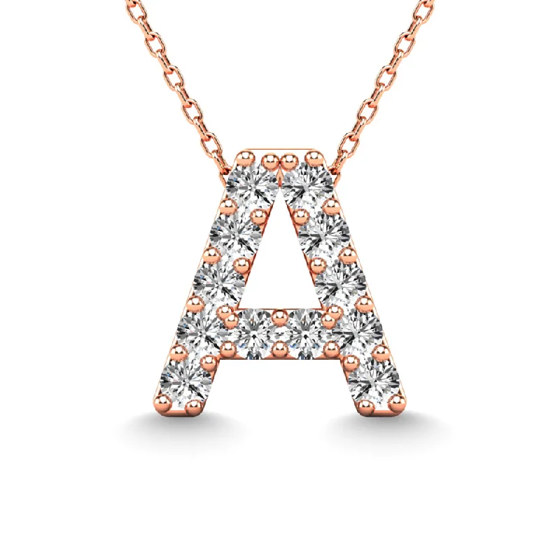 Women’s luxury necklace-Diamond 1/8 Ct.Tw. Letter A Pendant in 14K Rose Gold""